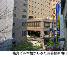 祐真ビル本館からみた渋谷駅新南口