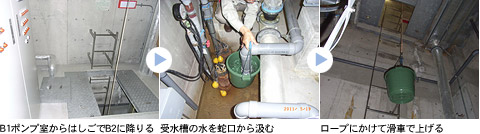 受水槽内の水の手動汲み上げ